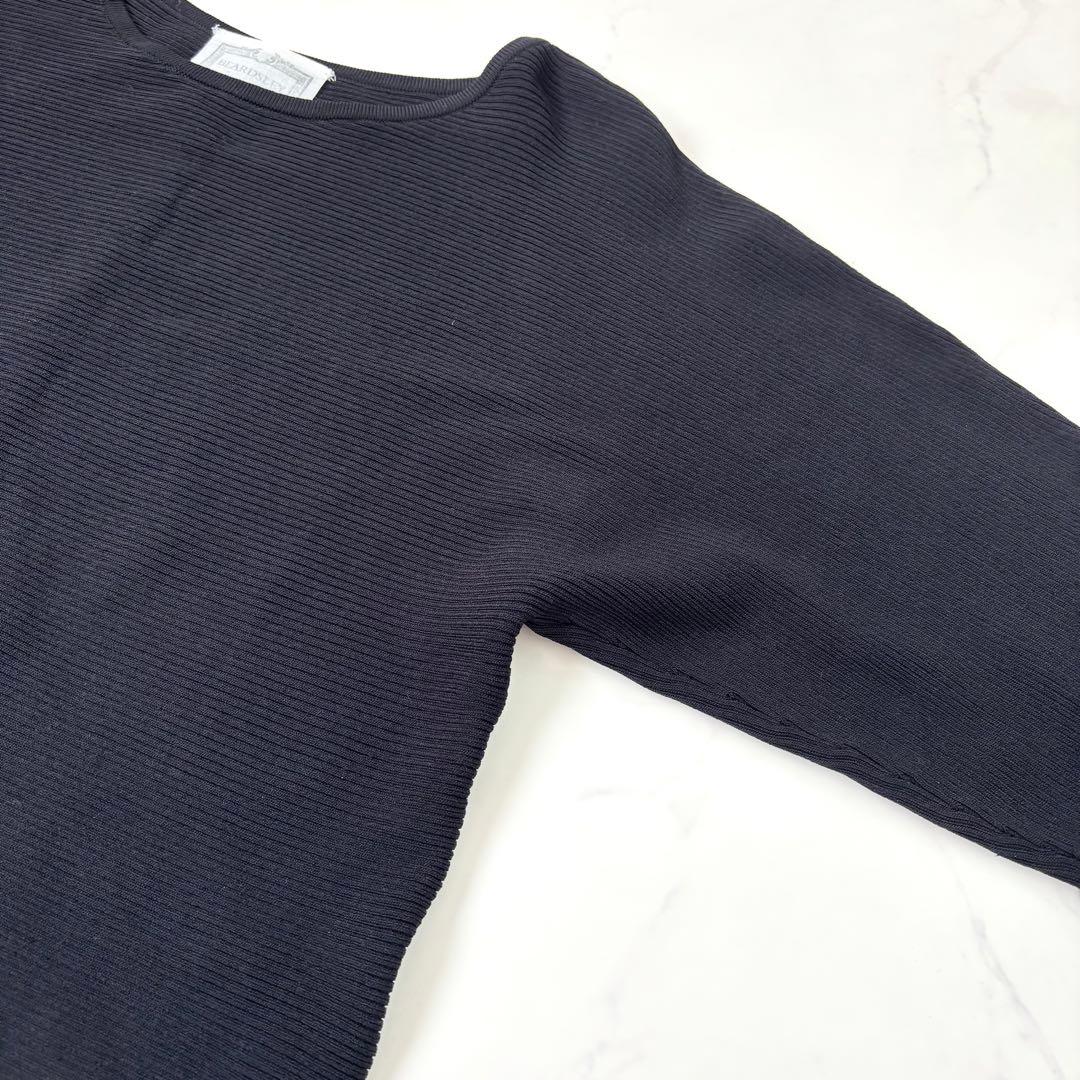 【極美品 25AW】ビアズリー 後ろパールニット ブラック 完売品 総リブ F