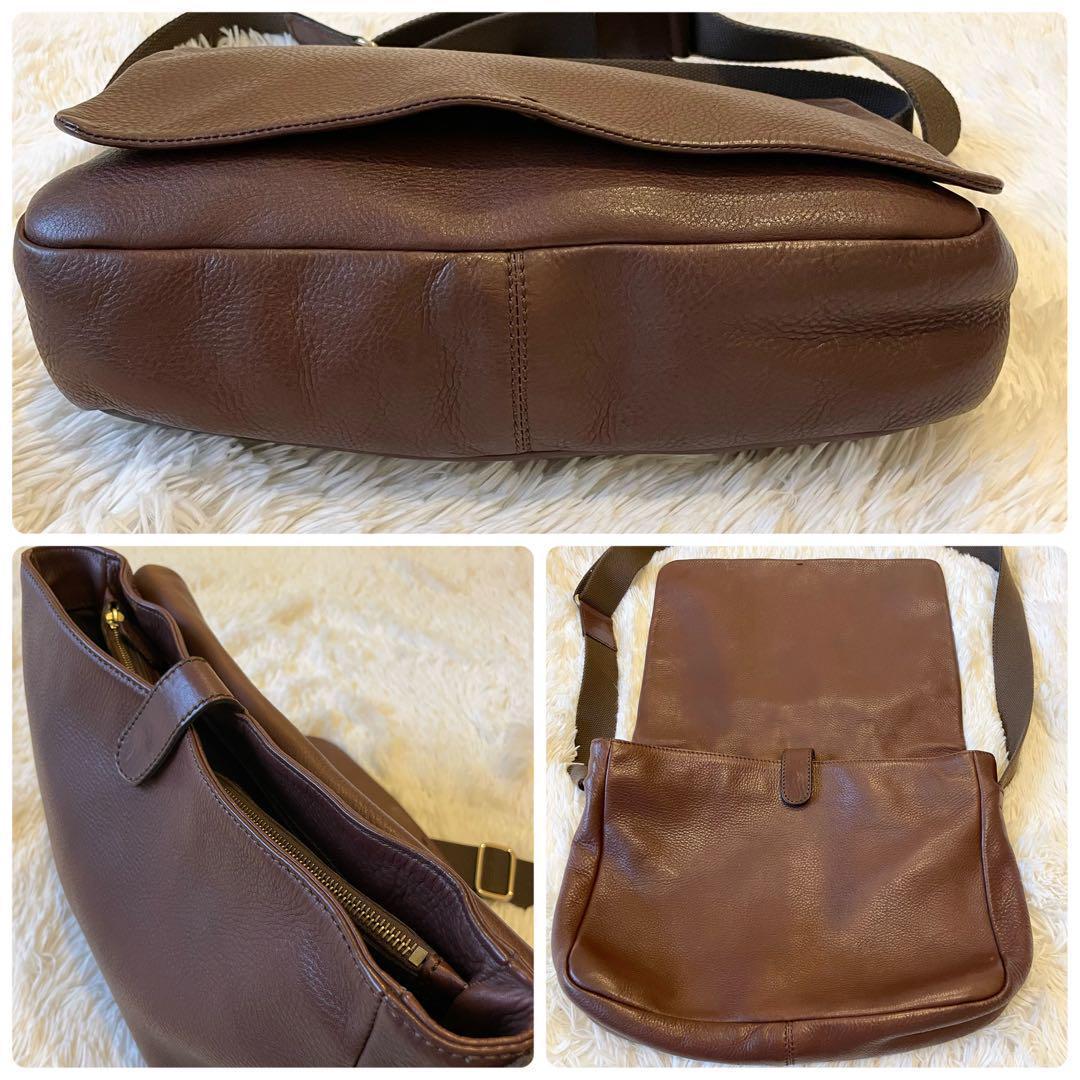 良品★HIROFU ショルダーバッグ メッセンジャーバッグ A4可 ブラウン