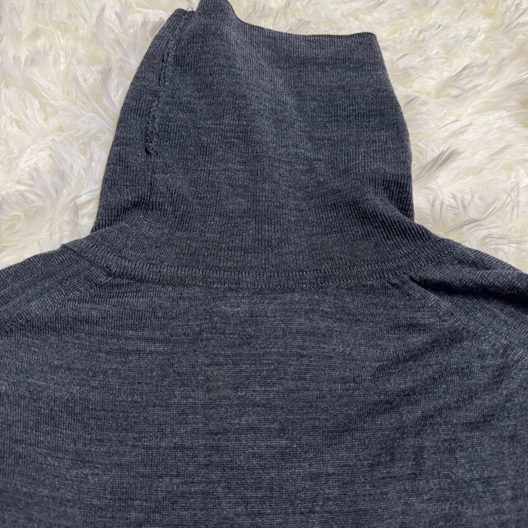 【美品】ジョンスメドレー タートルネック ニット S チャコール メリノウール