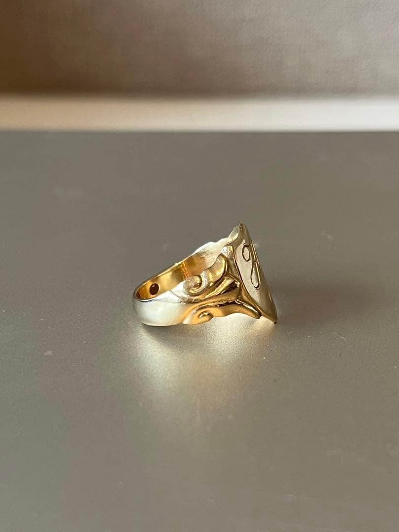 k9 ゴールド　ビンテージ　シグネットリング　シールド型