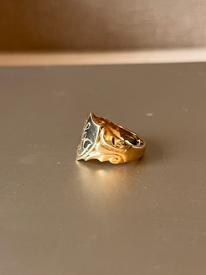 k9 ゴールド　ビンテージ　シグネットリング　シールド型