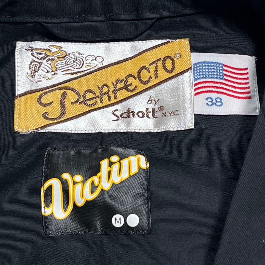 希少 SCHOTT × VICTIM ライダース コットン ブラック M 38