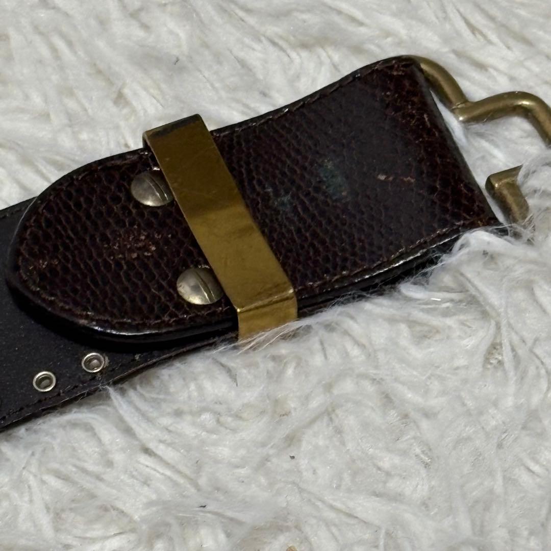 超希少✨ヴェルサーチ　ベルト　メデューサ　ハラコ　スタッズ　ブラウン