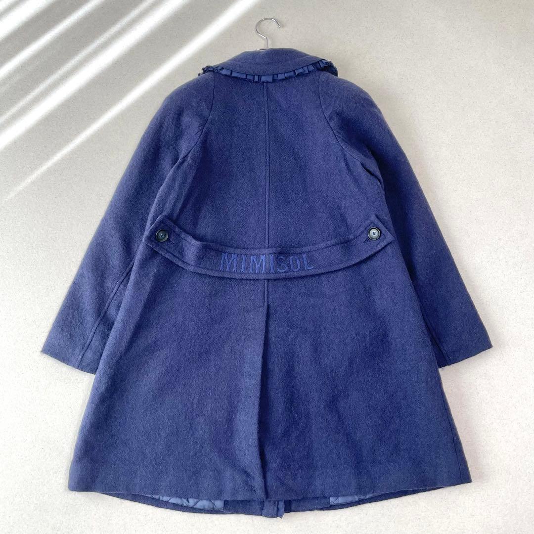 MiMiSolミミソル イタリア製 ロゴ刺繍 フリル ウールコート マメール