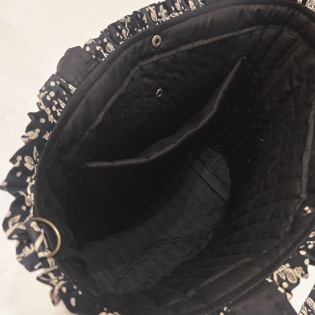 josh.k様オーダー　キルトフリル特大トートバッグ　マロリー　黒