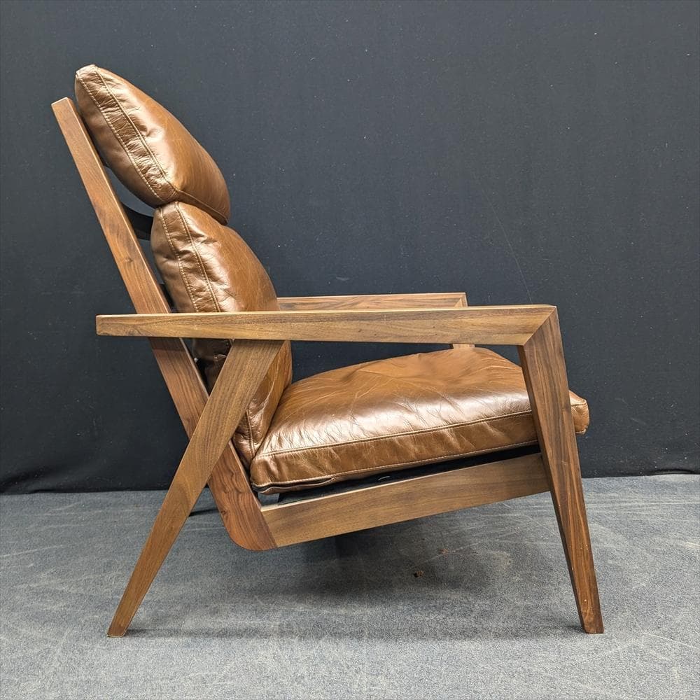 シギヤマ家具　岩倉榮利　ウォールナット　本革　イージーチェア　シングルソファ