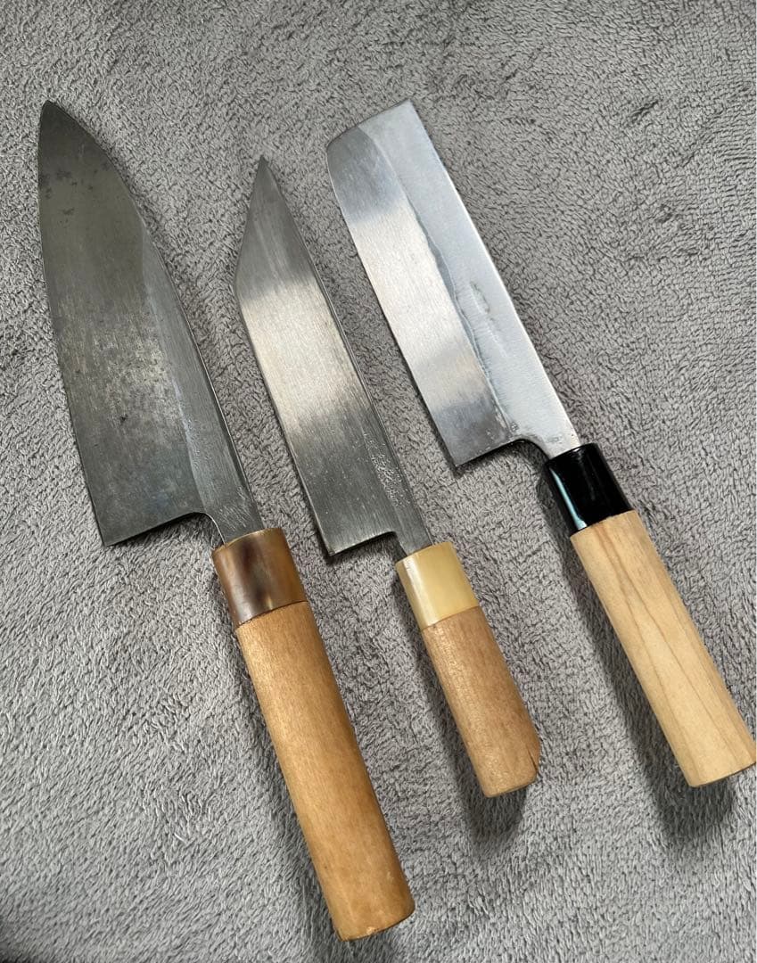 日本製包丁　うなぎ包丁-出刃正本ー青紙ニ鋼　 3本セット