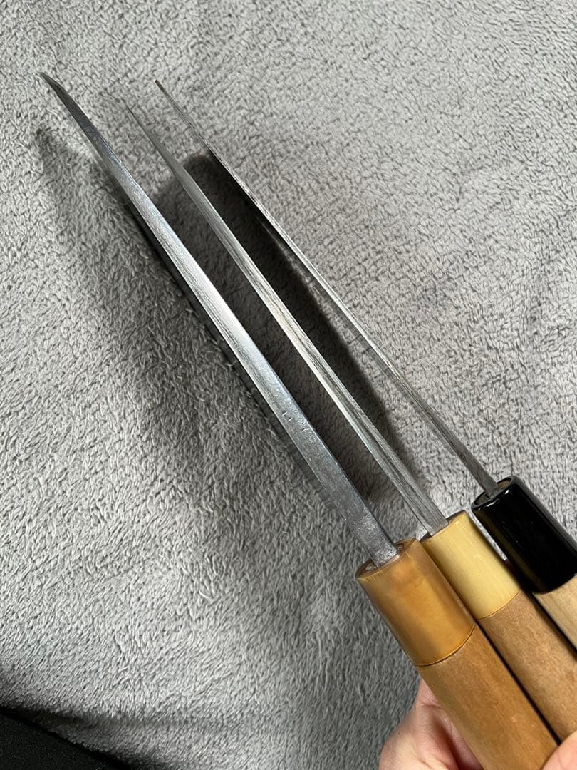 日本製包丁　うなぎ包丁-出刃正本ー青紙ニ鋼　 3本セット