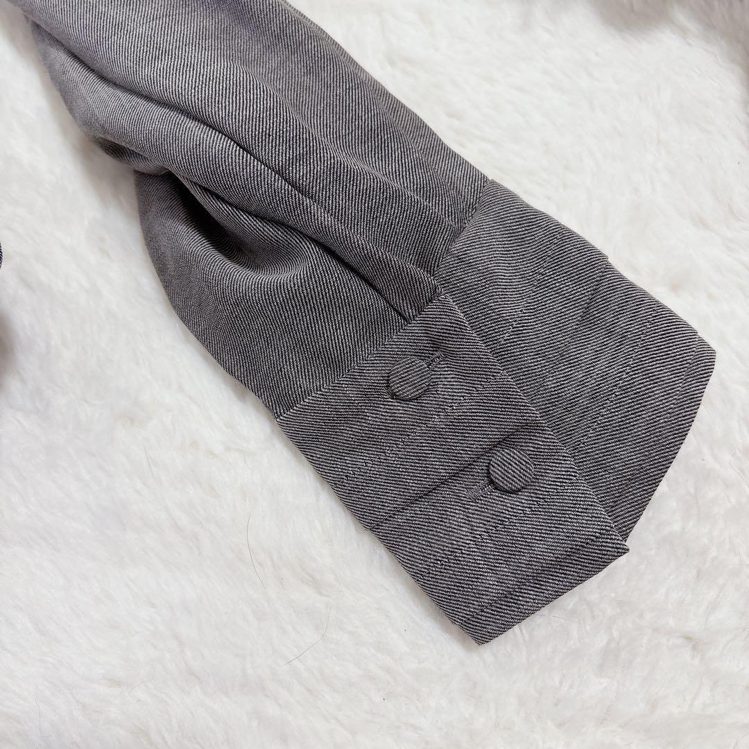 【ヴェルメイユパーイエナ】ボウタイブラウス リボン ウール 長袖 グレー