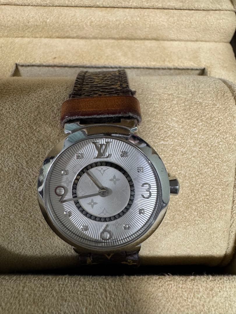 ルイヴィトン タンブール スリム Q12MG ダイヤ クォーツ レディース腕時計