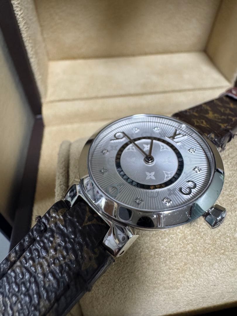 ルイヴィトン タンブール スリム Q12MG ダイヤ クォーツ レディース腕時計