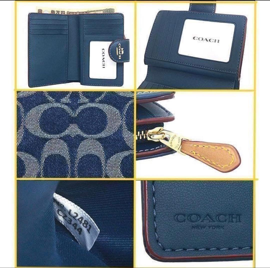コーチ COACH ミディアム コーナージップ ウォレット シグネチャー デニム