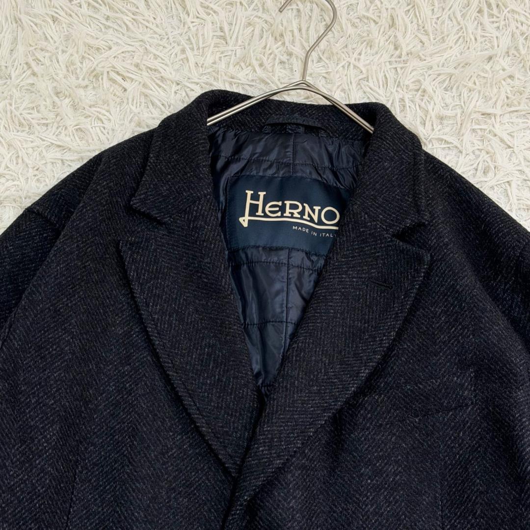 16798✨ヘルノ チェスターコート ヘリンボーン ツイード 50 LL