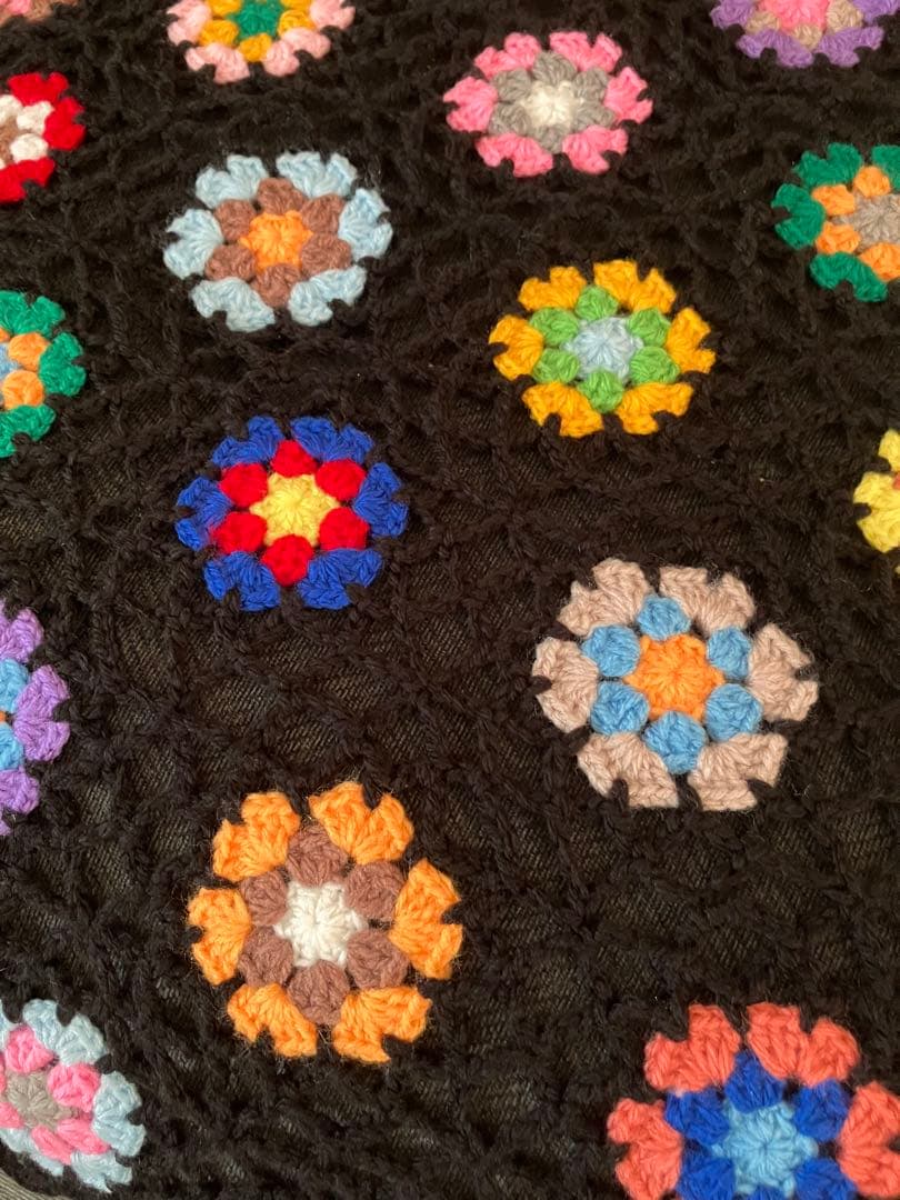 手編み　大判ブランケット　ソファーカバー　ベッドカバー　マルチカバー　ハンドメイ