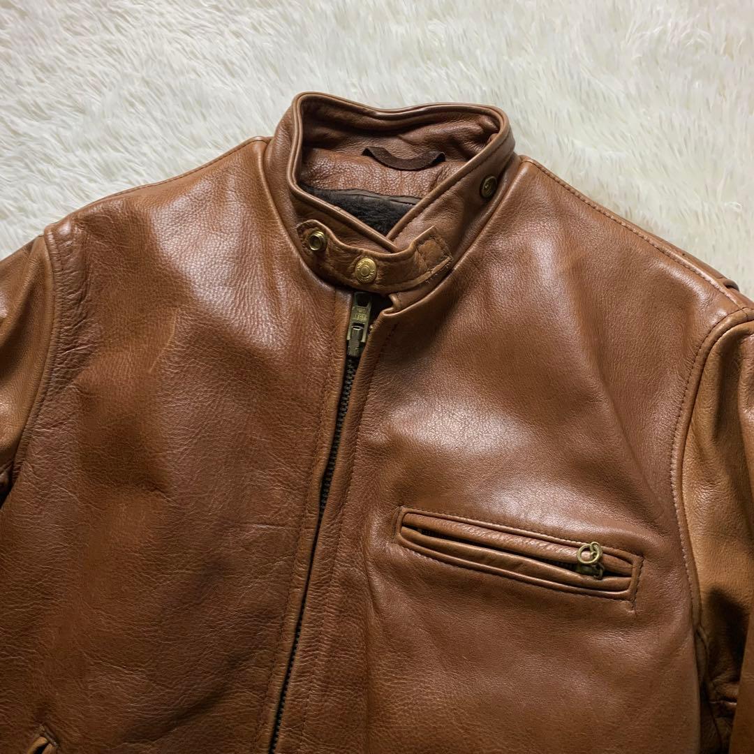 【雰囲気抜群】SCHOTTライダースジャケット 641 本革 キャメル 38