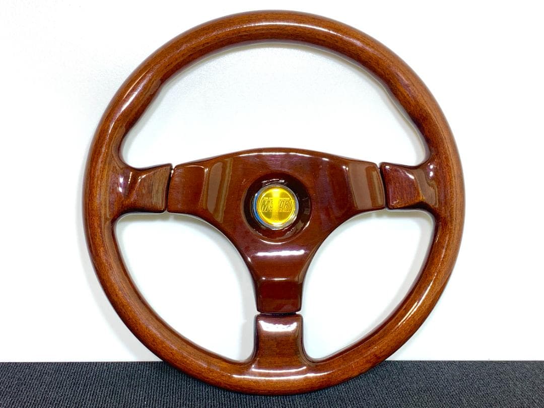 良品 エムズスピード ウッドステアリング 35パイ ホーンボタン付 当時物 希少