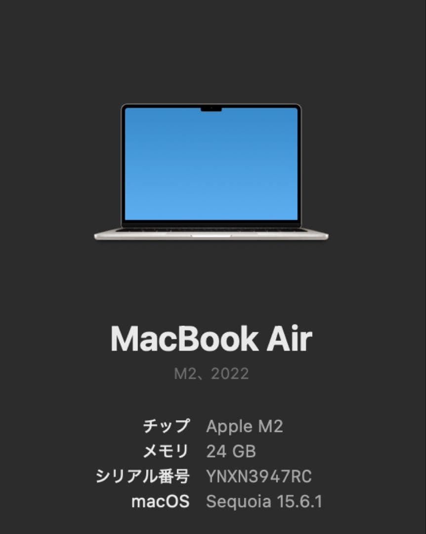 MacBook Air M2 2022 24GB 256GB ゴールド