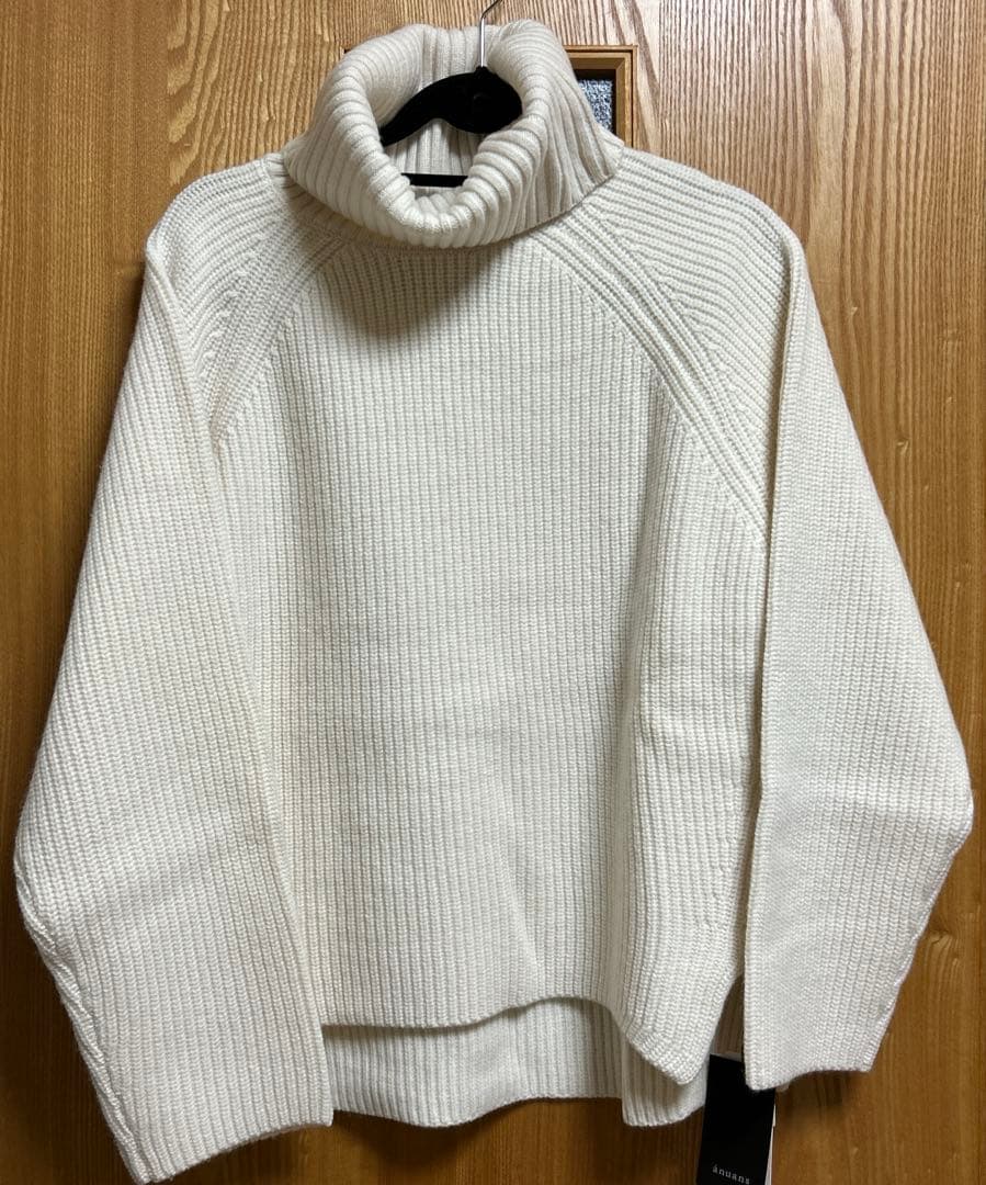 新品タグ付き anuans ウールカシミヤラグランタートルネックプルオーバー