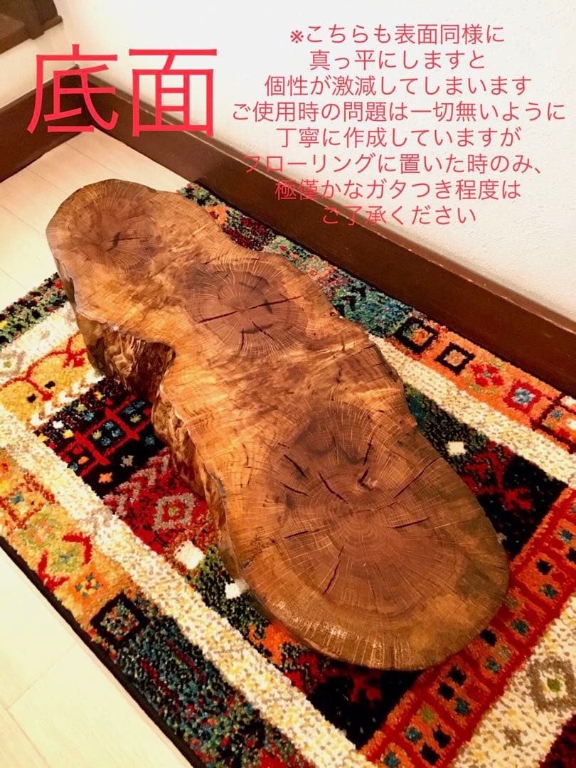 天然楢【神秘的な合体樹＊3本の木が一体化/森と大自然の切り株テーブル】ちゃぶ台