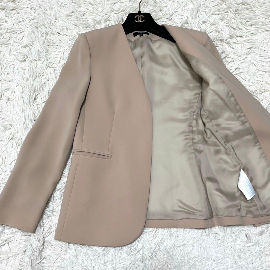 美品✨セオリー 現行 セットアップパンツスーツ ノーカラー 美ライン ベージュM