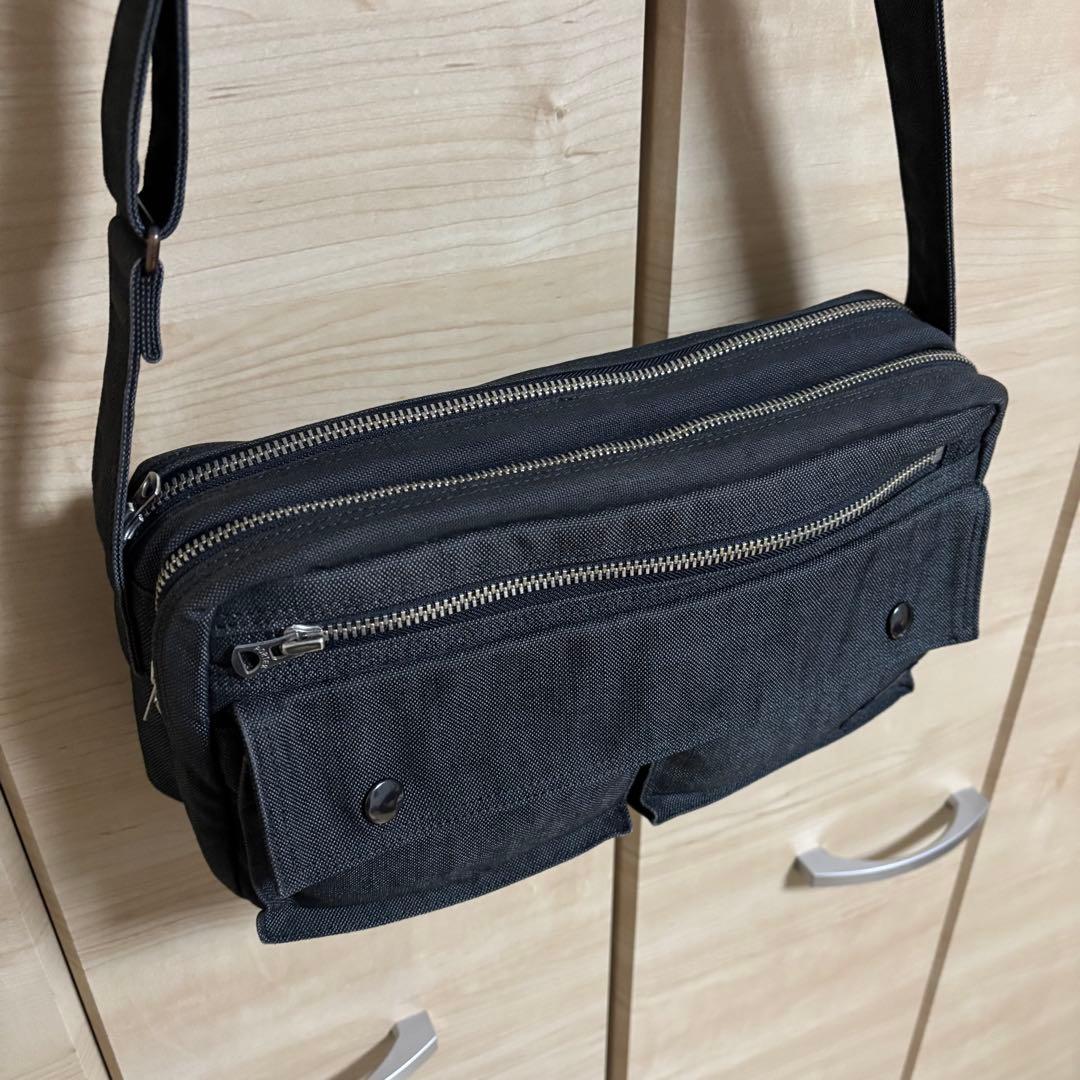 【美品】PORTERポーター スモーキー2層式ショルダーバッグ ダブルファスナー