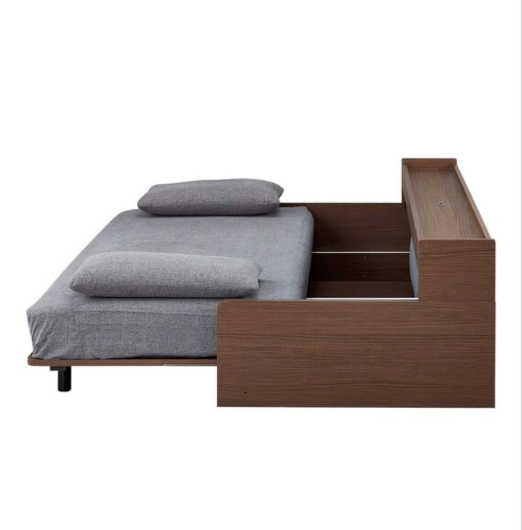 ソファーベッド　3way ニトリ　グレー×ウォルナット