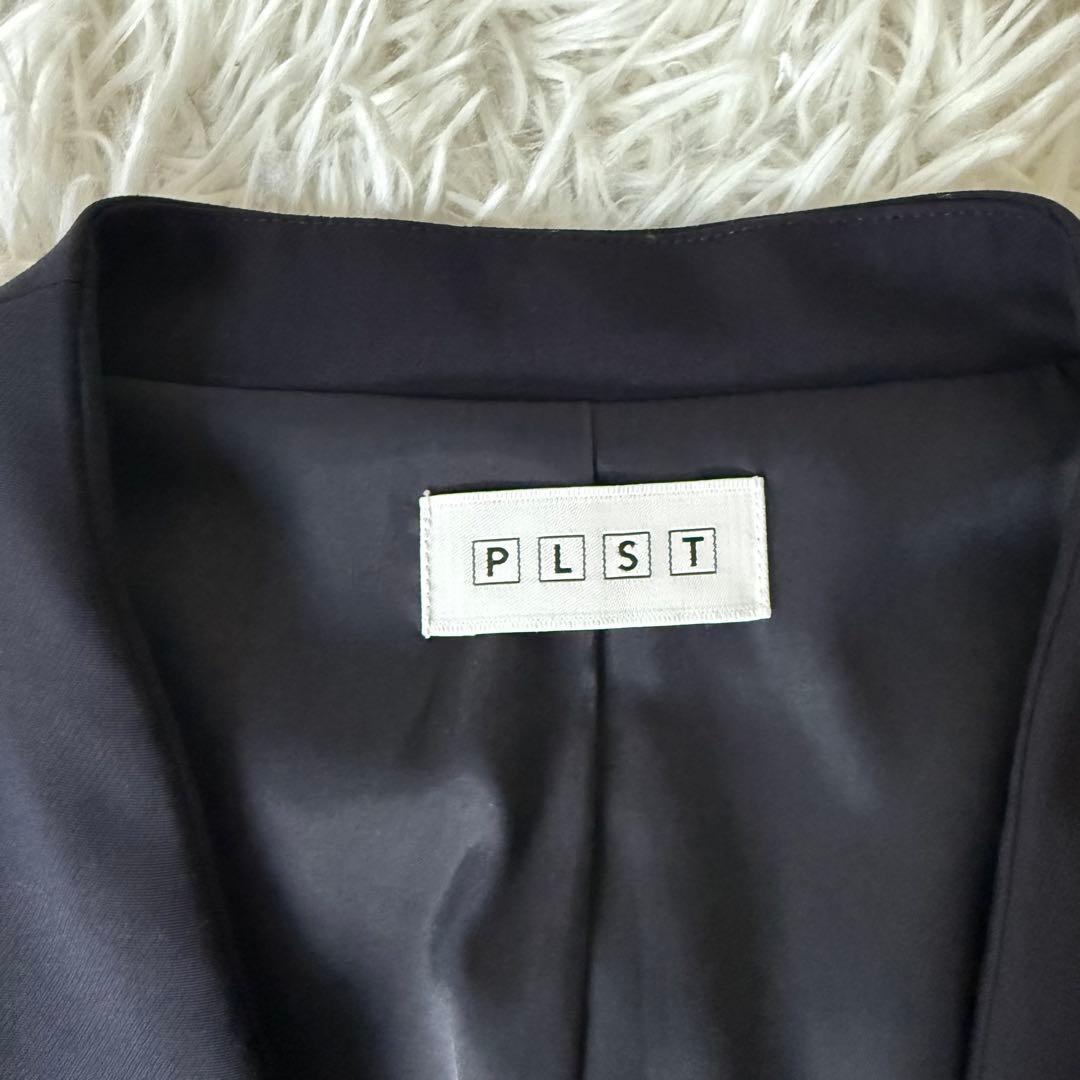 3点セット⭐︎PLST プラステ セットアップスーツ ノーカラー 洗濯可 ネイビー