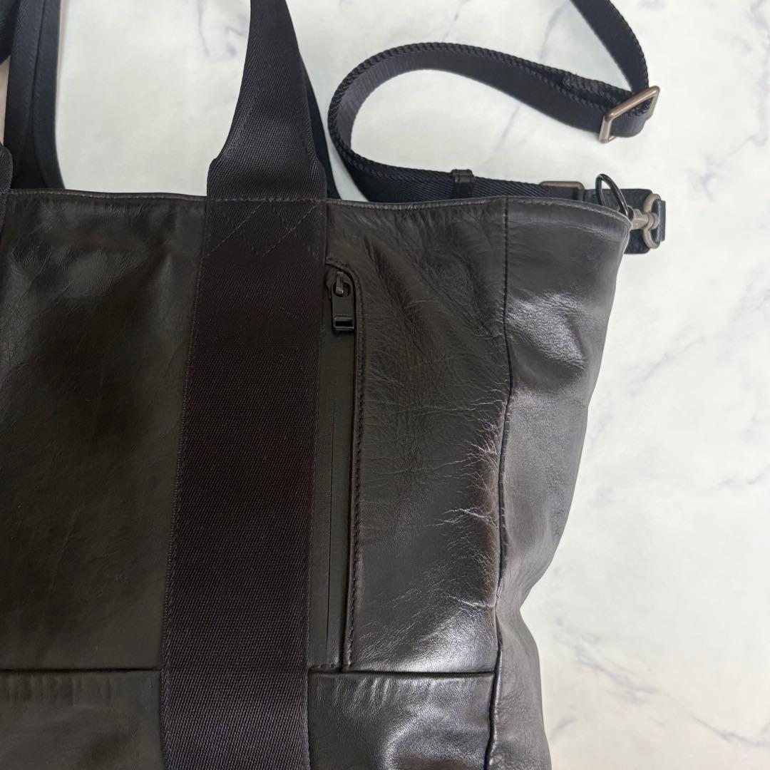 希少✨ポーター 2way ベース トートバッグ 肩掛け ブラック レザー A4