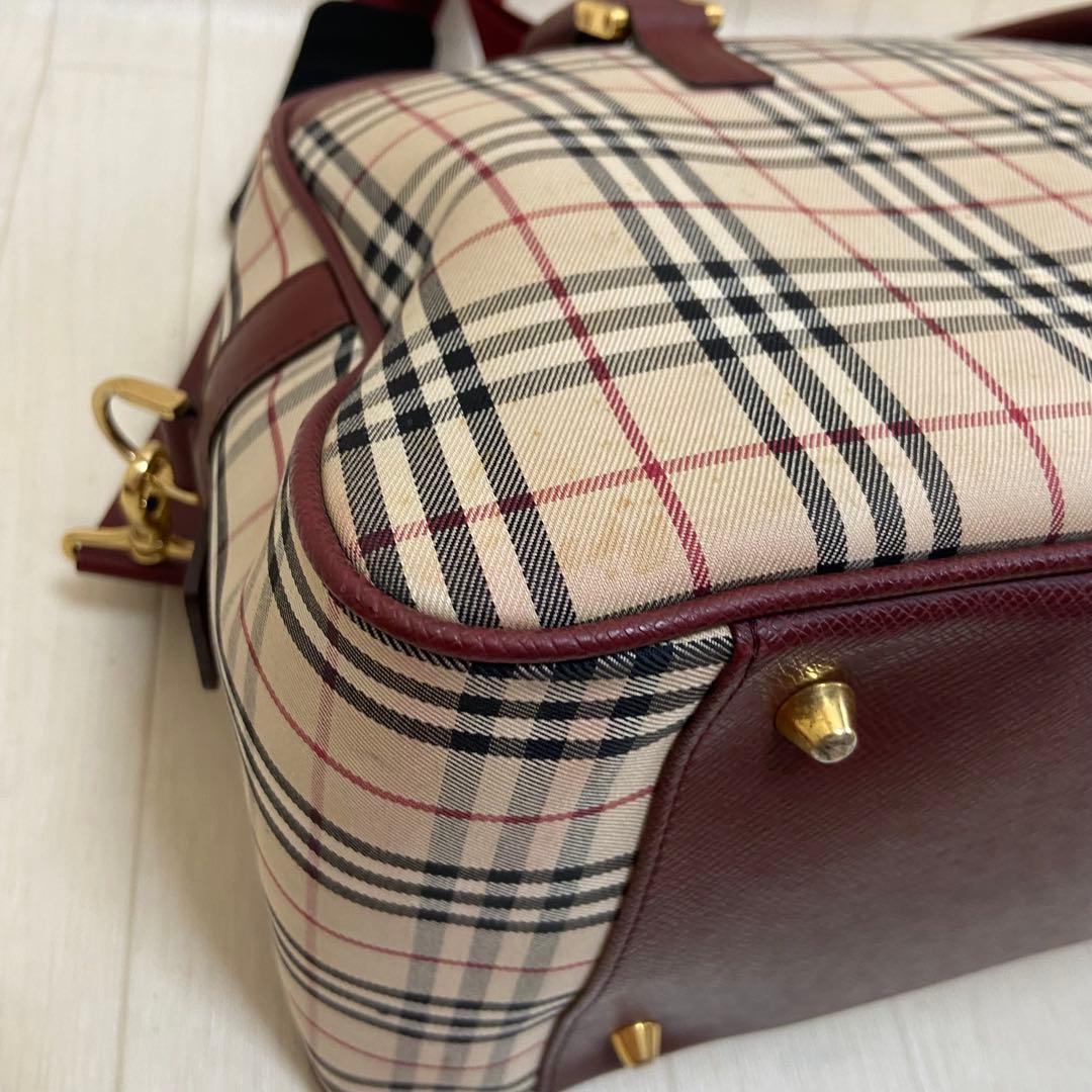 【鑑定済み】BURBERRY バーバリー ボストンバッグ ノバチェック 大容量