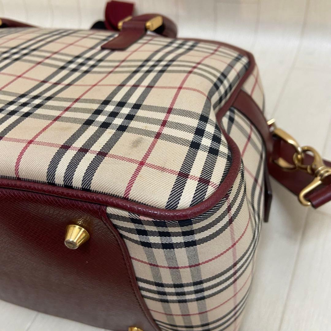 【鑑定済み】BURBERRY バーバリー ボストンバッグ ノバチェック 大容量