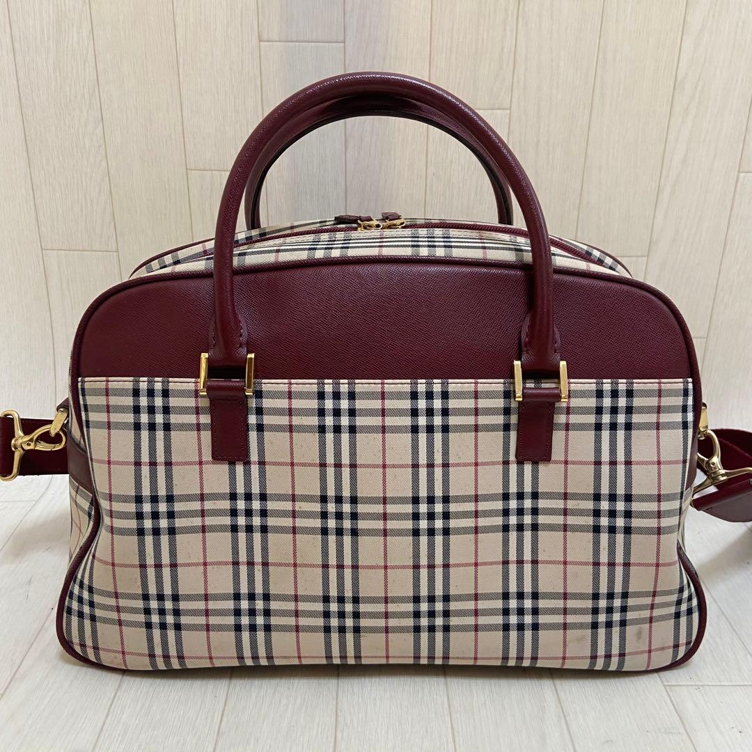 【鑑定済み】BURBERRY バーバリー ボストンバッグ ノバチェック 大容量