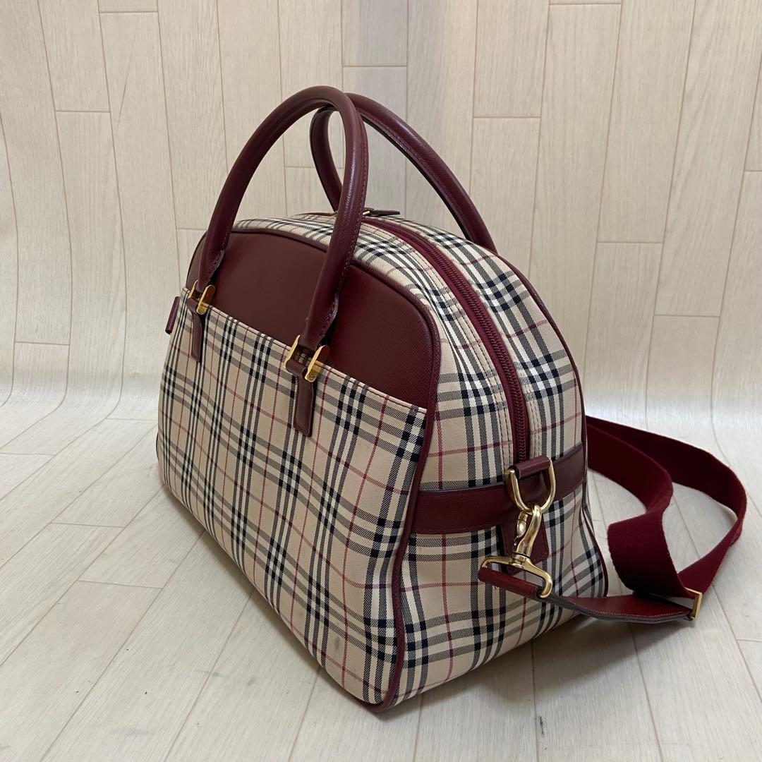 【鑑定済み】BURBERRY バーバリー ボストンバッグ ノバチェック 大容量