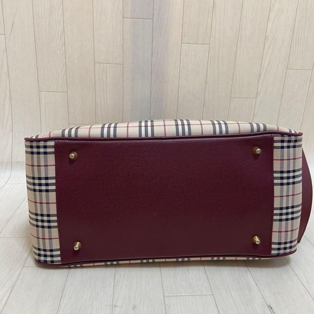 【鑑定済み】BURBERRY バーバリー ボストンバッグ ノバチェック 大容量