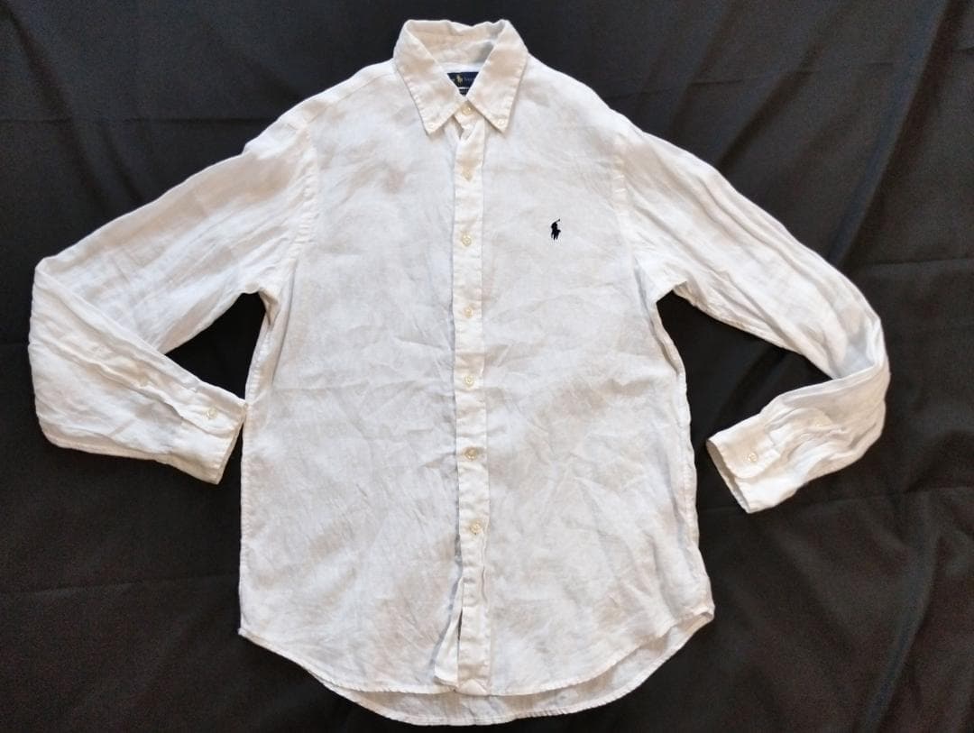 Ralph Lauren ラルフローレン　白リネンシャツ　S　ホワイト