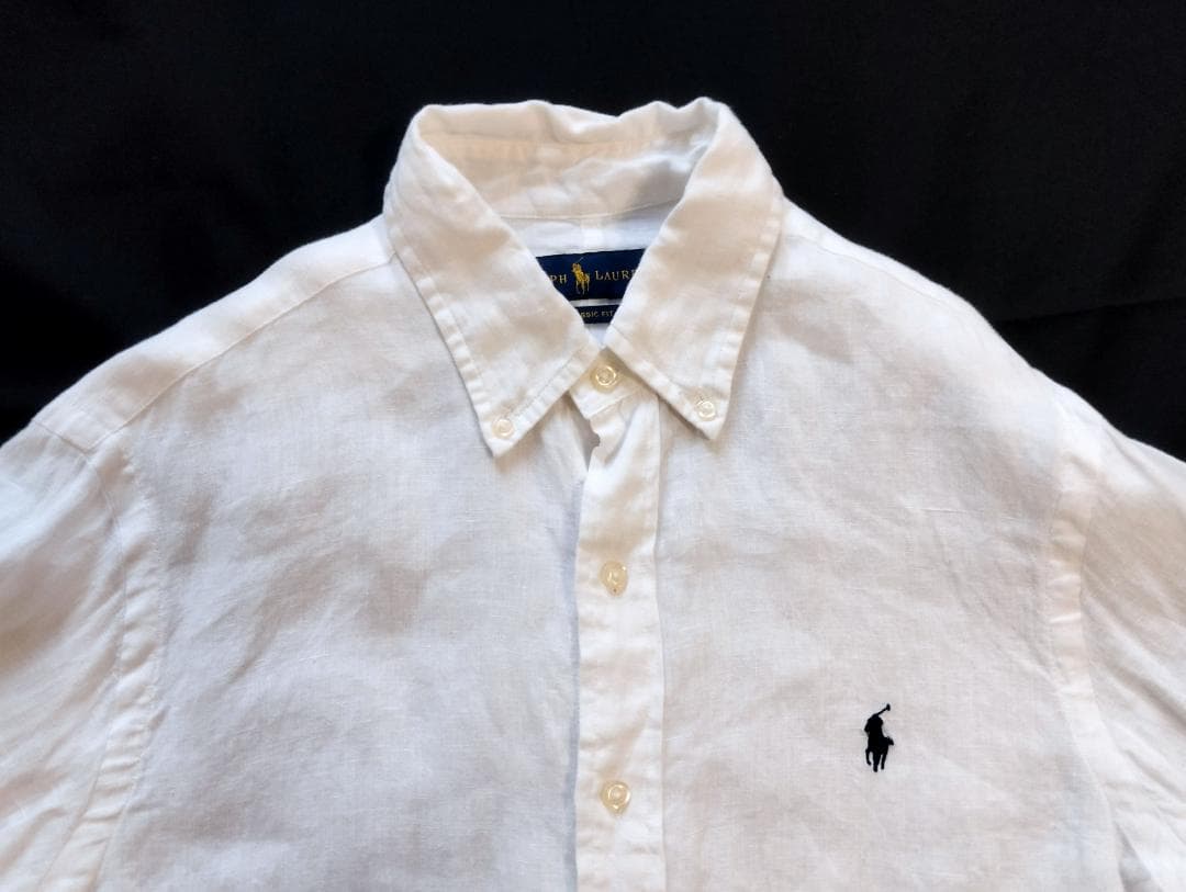 Ralph Lauren ラルフローレン　白リネンシャツ　S　ホワイト