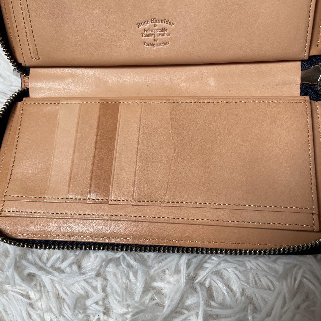 未使用　CYPRIS ラウンドファスナー　長財布　レザー　濃紺　ヌメ革