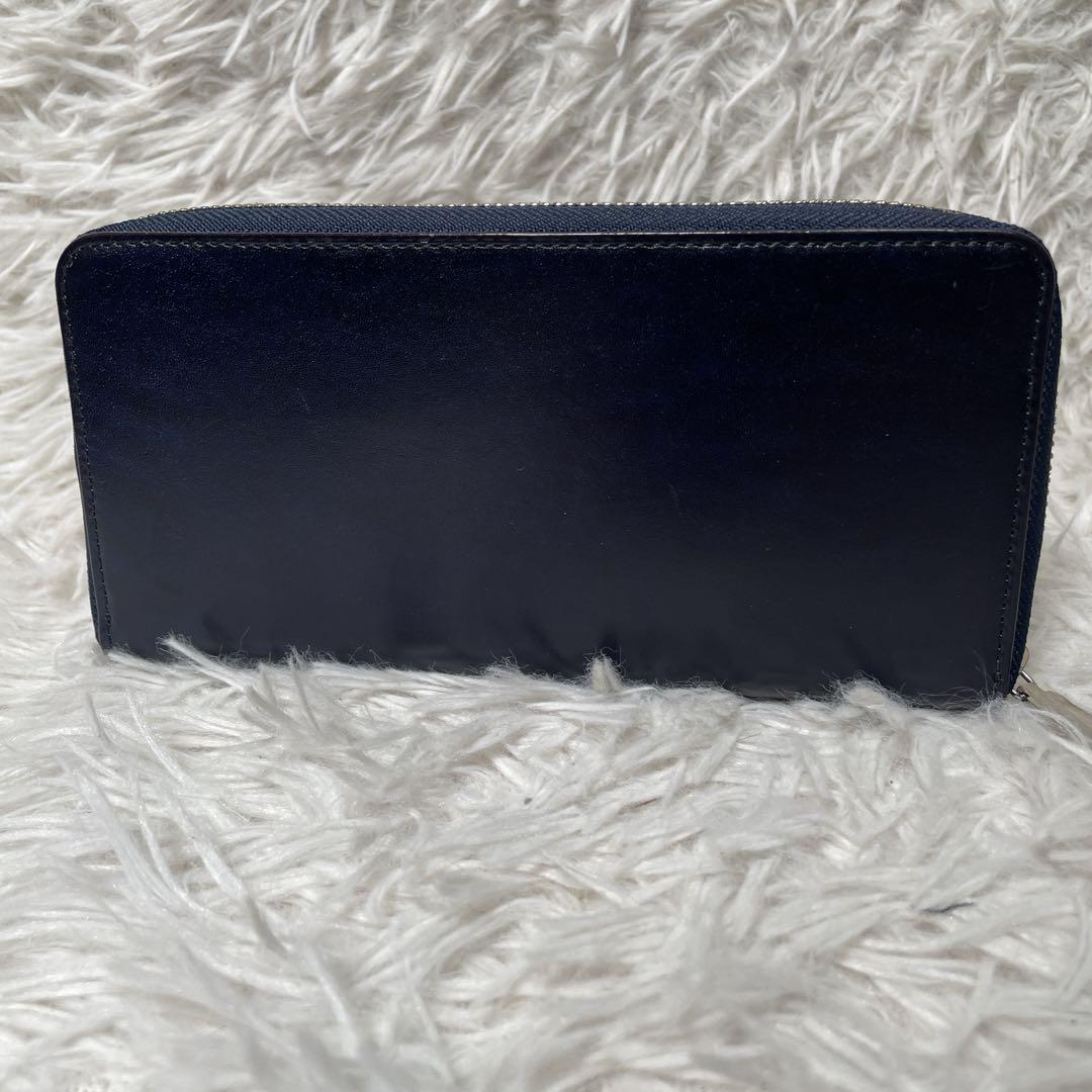 未使用　CYPRIS ラウンドファスナー　長財布　レザー　濃紺　ヌメ革