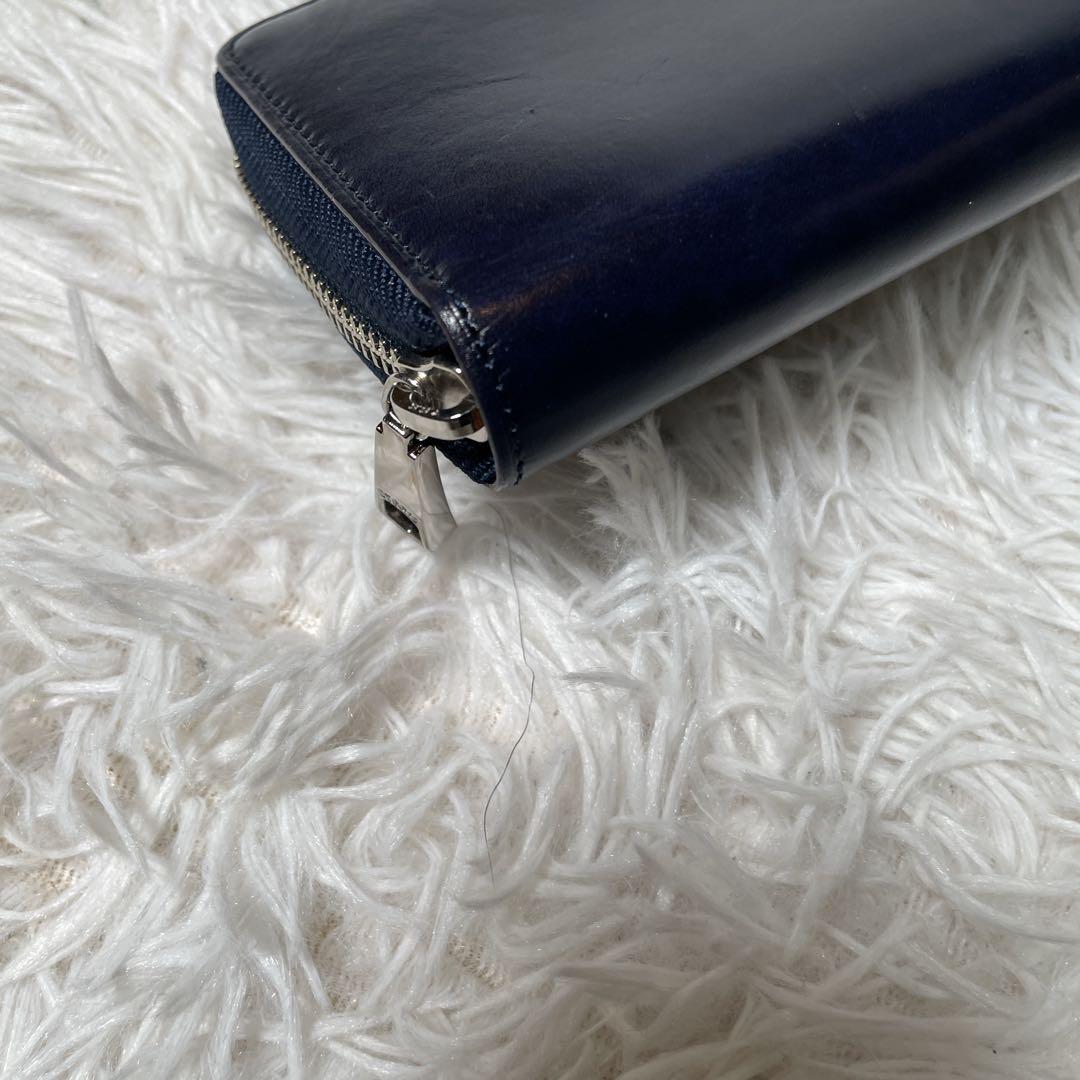 未使用　CYPRIS ラウンドファスナー　長財布　レザー　濃紺　ヌメ革