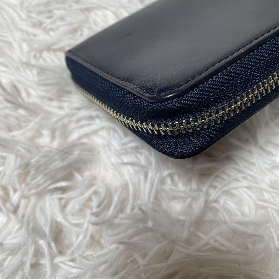 未使用　CYPRIS ラウンドファスナー　長財布　レザー　濃紺　ヌメ革