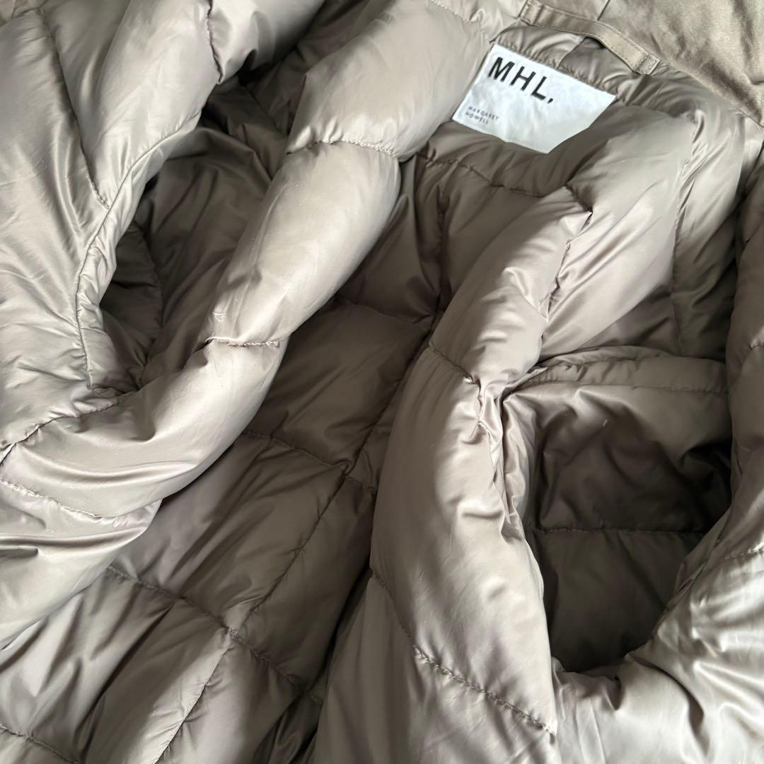 MHL. コットンシェル フードダウンロングコート 茶 II 中綿防寒