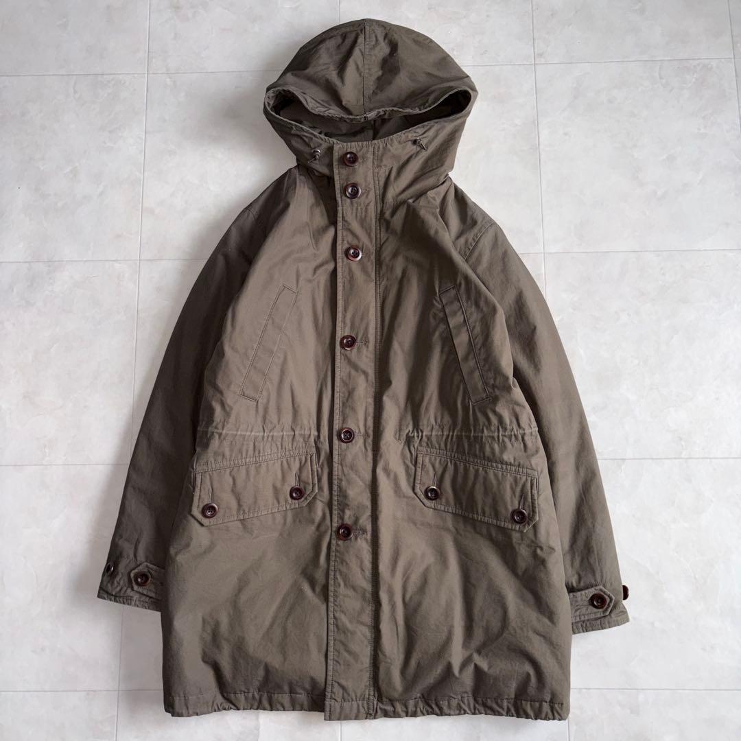 MHL. コットンシェル フードダウンロングコート 茶 II 中綿防寒