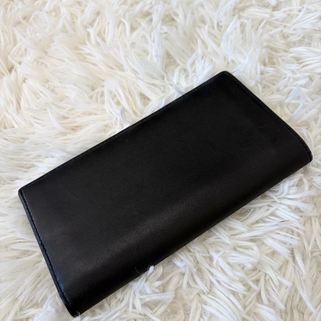 【美品】ポロラルフローレン ポロベア 長財布 オールレザー フラップ 薄型 黒