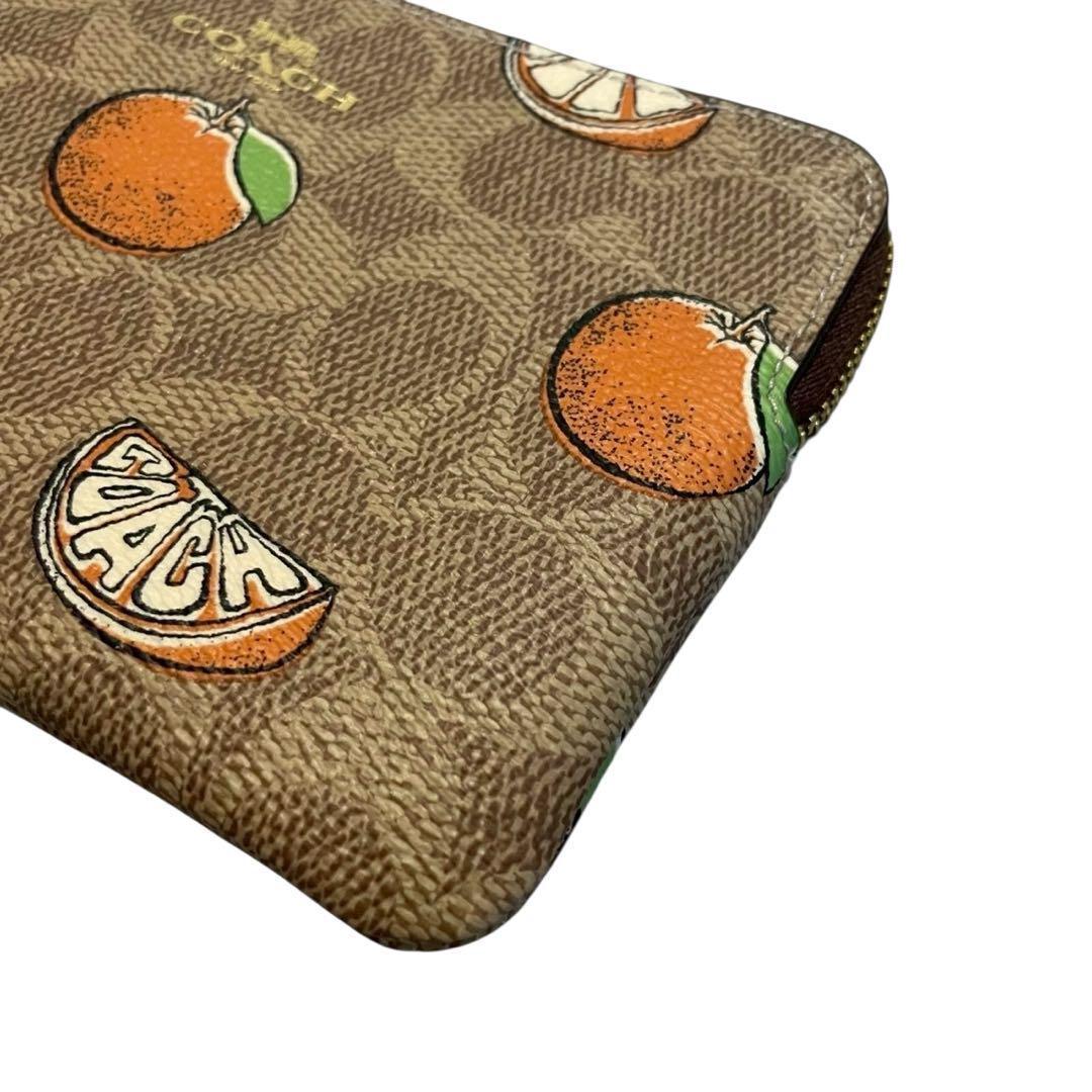 【新品】コーチ リストレット コーナージップ シグネチャー オレンジ キャンバス