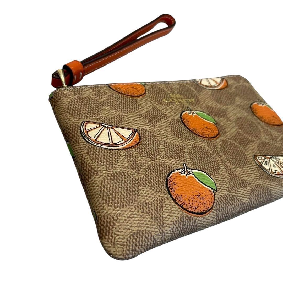 【新品】コーチ リストレット コーナージップ シグネチャー オレンジ キャンバス