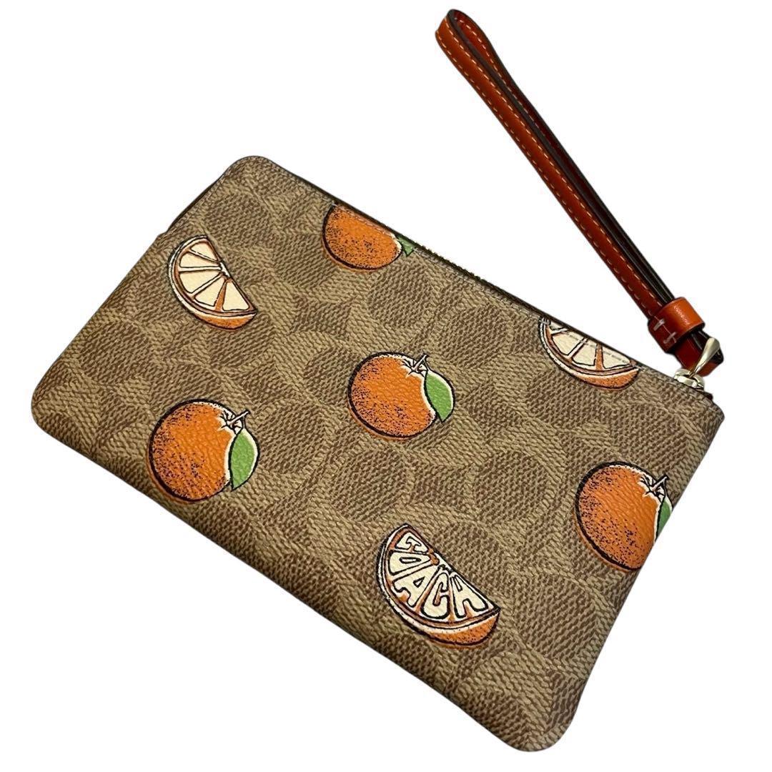 【新品】コーチ リストレット コーナージップ シグネチャー オレンジ キャンバス