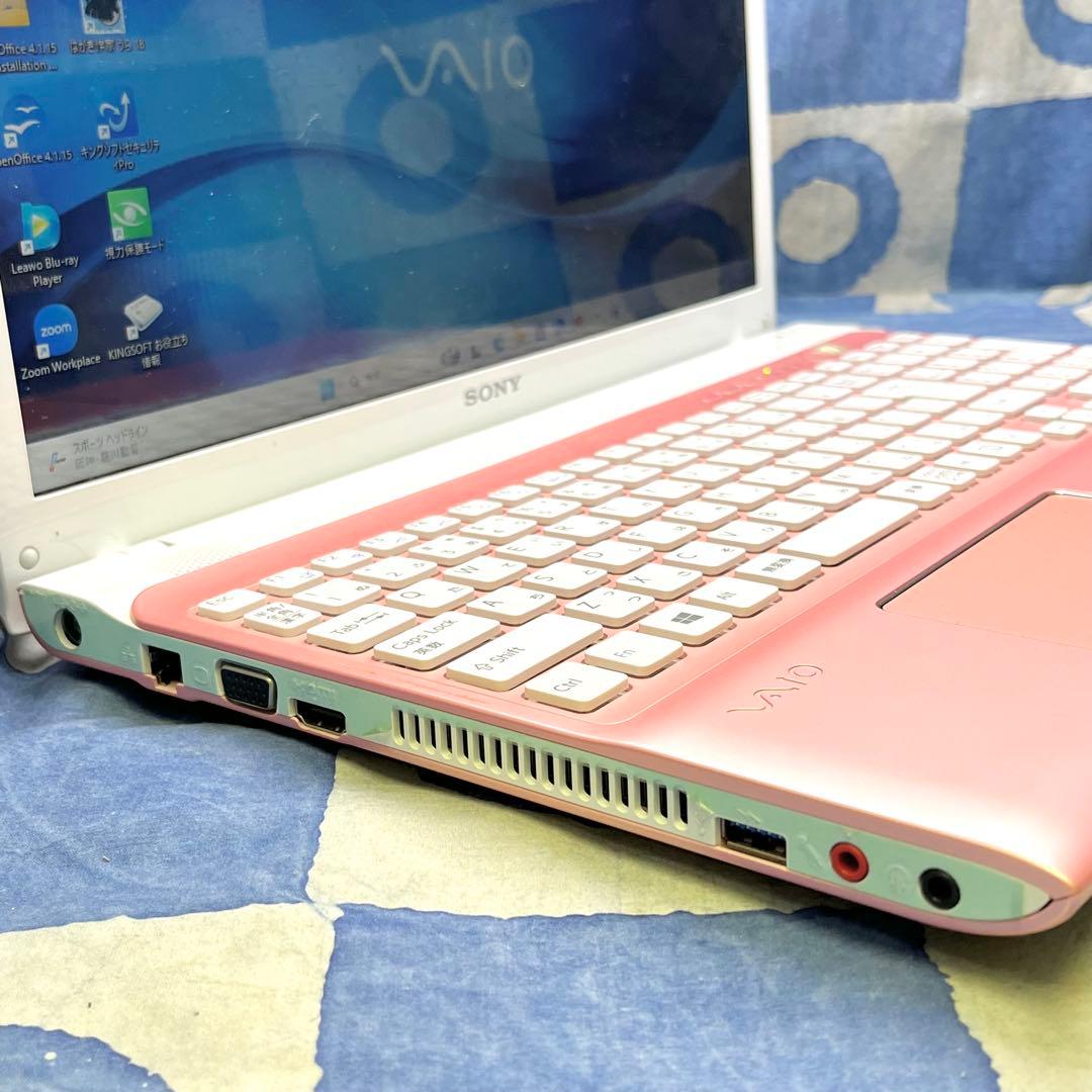 人気VAIO✨SSDで快適☆i5☆可愛いピンク♡ブルーレイ&カメラ付！Win11