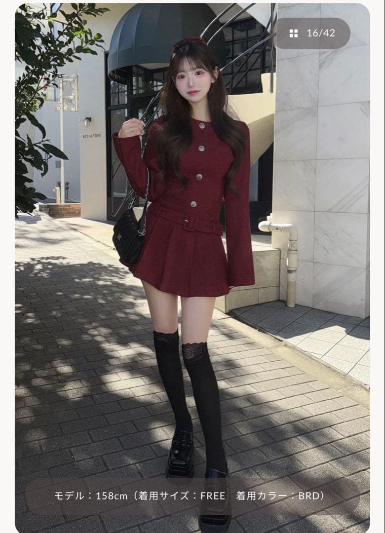 本日のみのお値下げ価格 darichボックスプリーツツイードミニワンピース