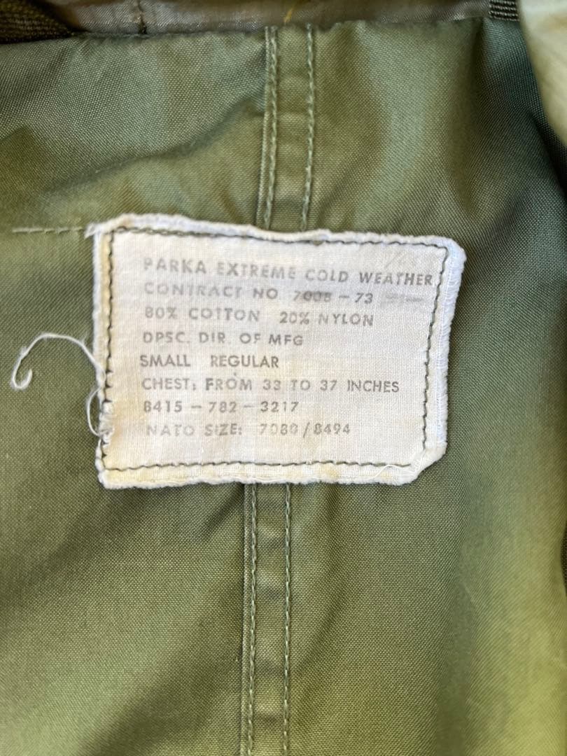 米軍実物 M-65 フィッシュテールパーカー フルセット SIZE:S USED