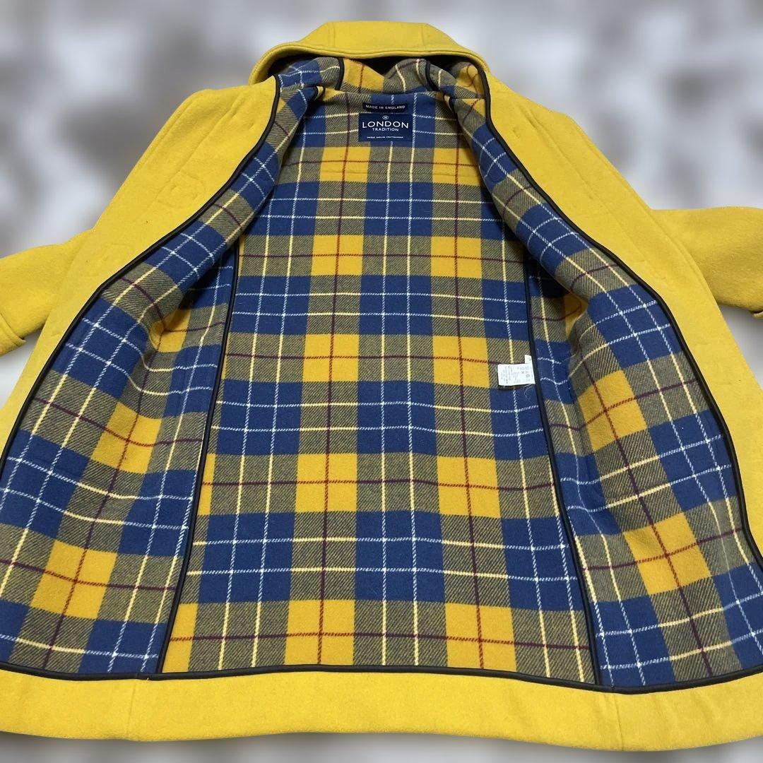 イングランド製 ロンドントラディション 裏チェック ダッフルコート イエロー S