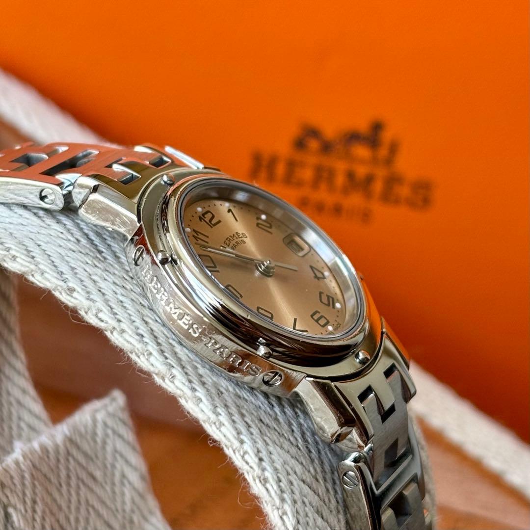 【HERMES】✨極美品✨ クリッパー レディース 腕時計 ピンクゴールド文字盤
